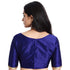 JISB Women's Raw Silk Elbow Sleeves Saree Blouse, Ink Blue
